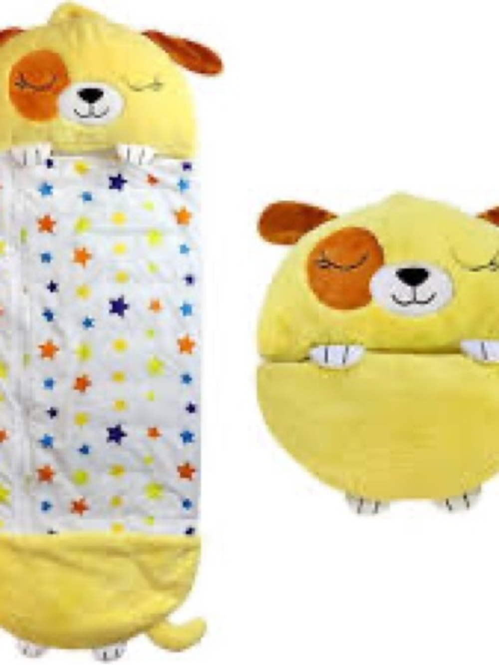 Toddler Sleeping Bag Yellow Puppy Plush Snuggie Happy Nappers